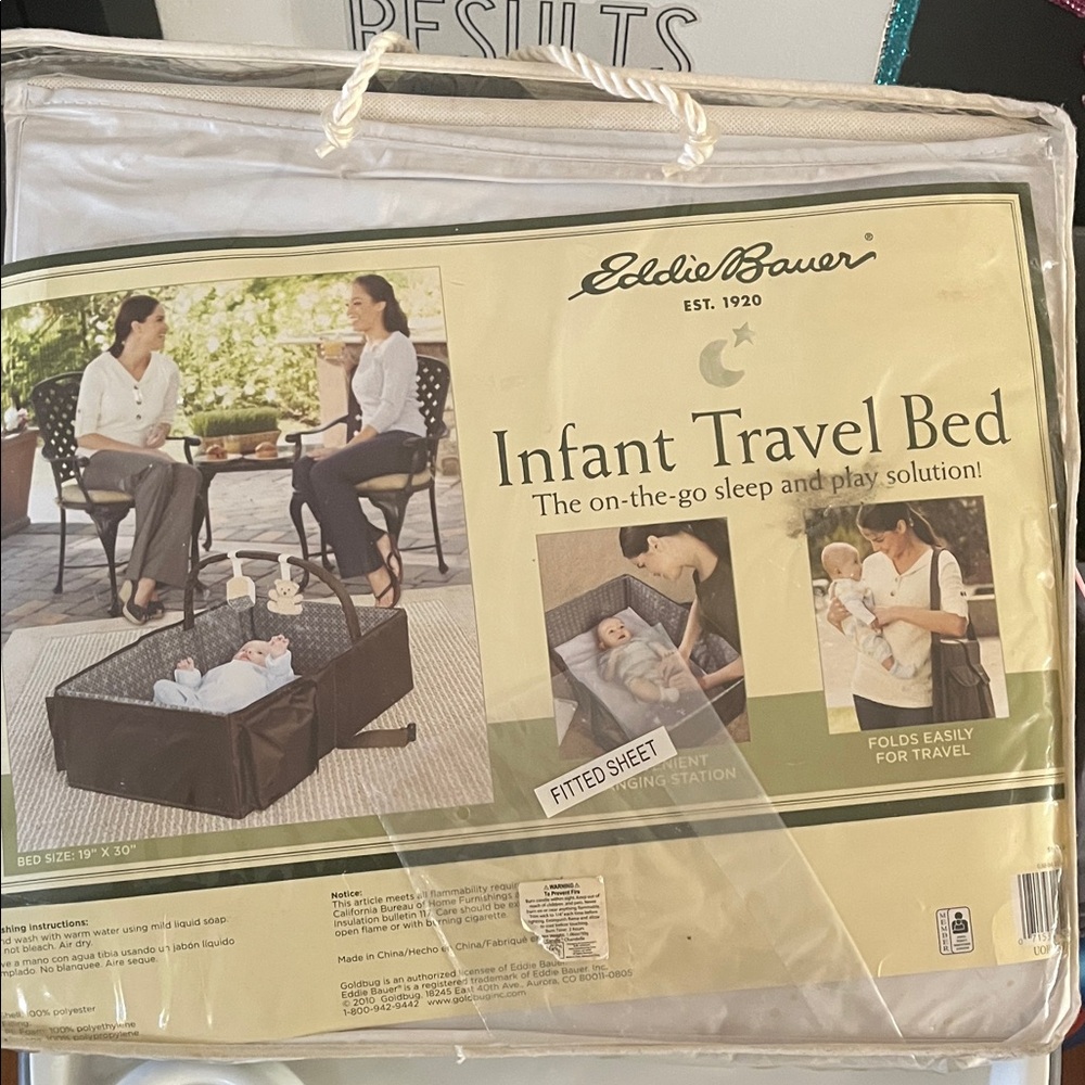 Eddie Bauer Infant Travel Bed - Black and Cream